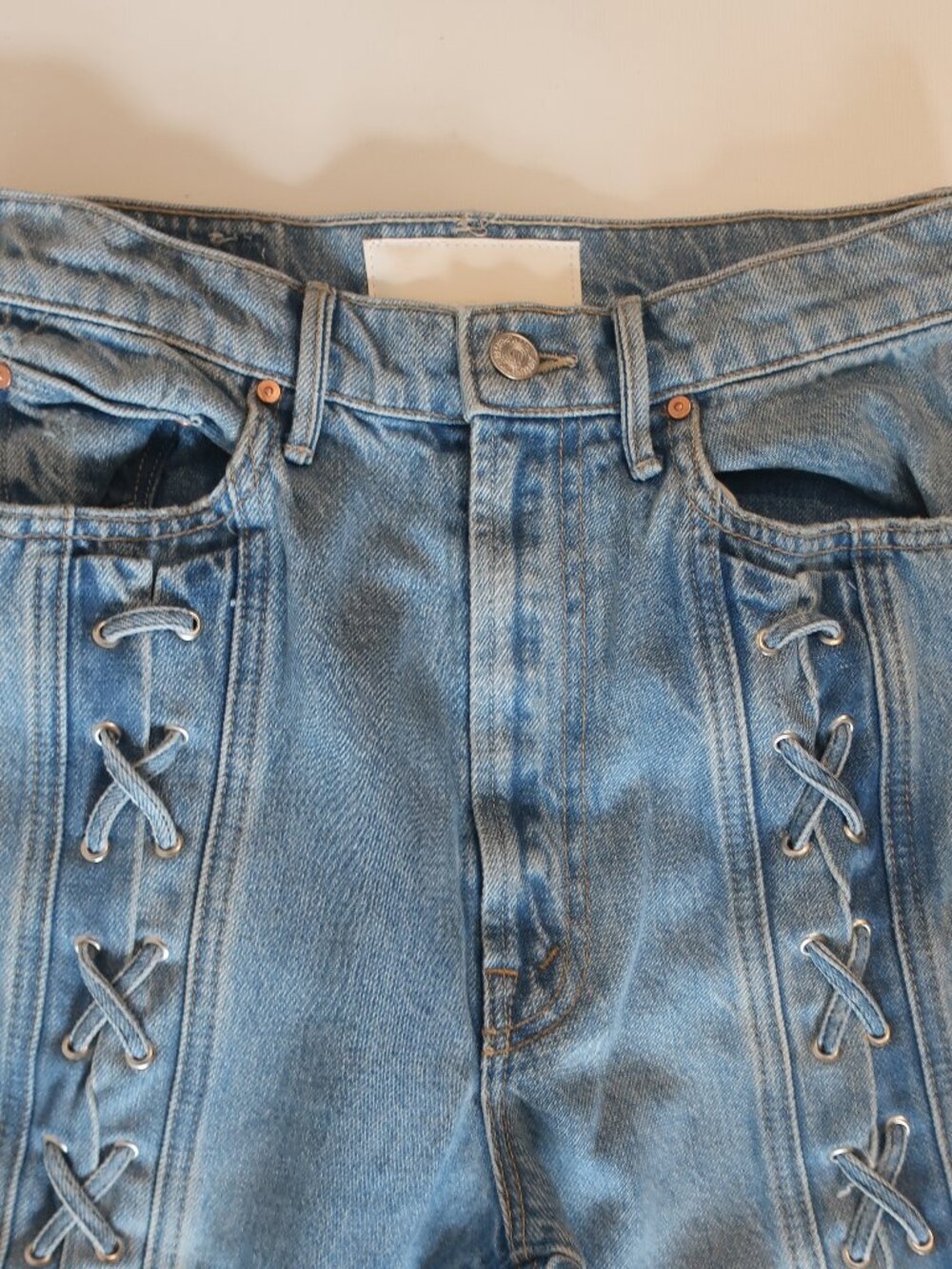 Womens MOTHER Superior Tied Up Maven Blue Jeans 26 - Picture 11 of 11